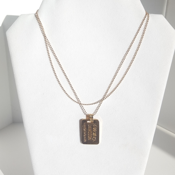 MOSCHINO Dog Tag Necklace Vintage 24k Plated - Picture 6 of 15